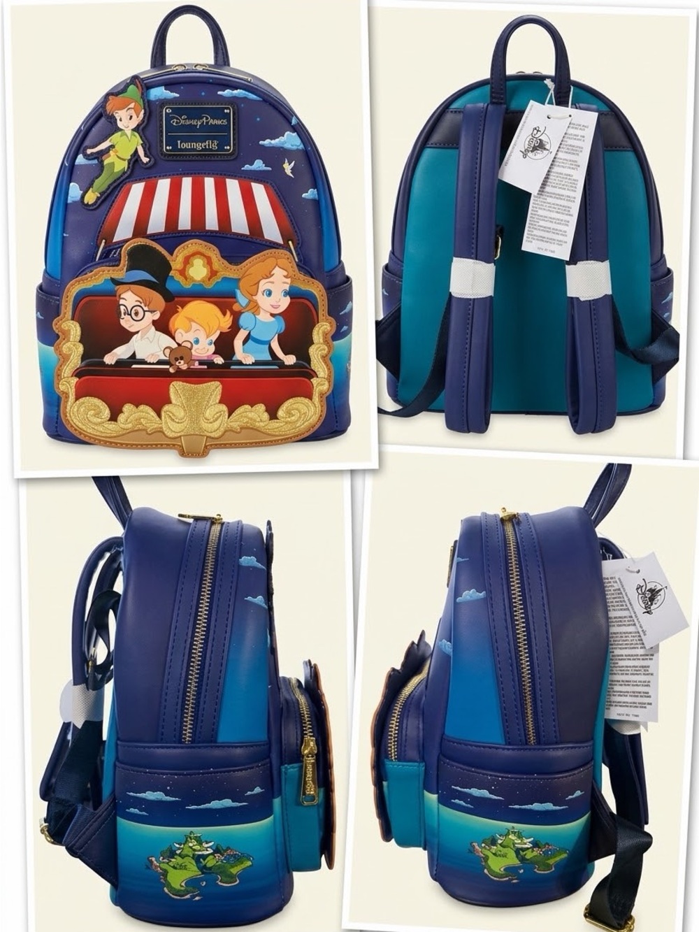 Loungefly Navy Teal Peter Pan Theatrical Scene Mini Backpack